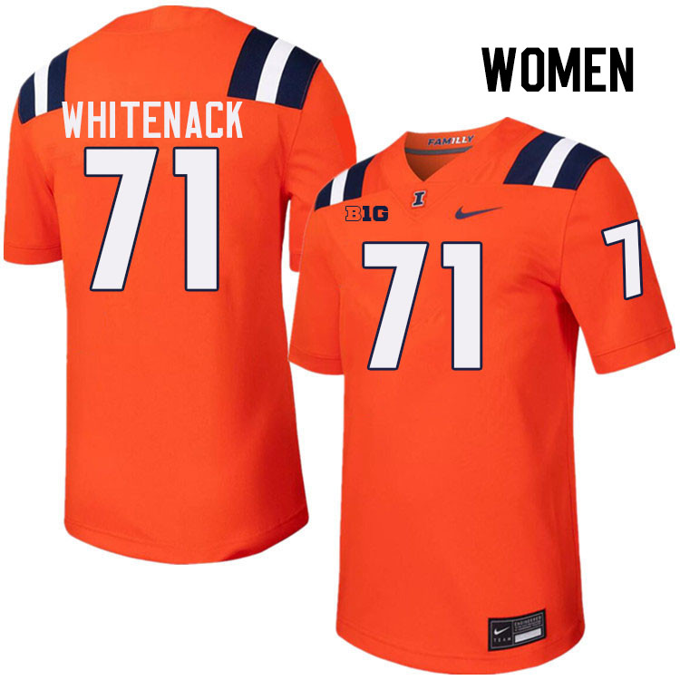 Women #71 Hunter Whitenack Illinois Fighting Illini College Football Jerseys Stitched-Orange